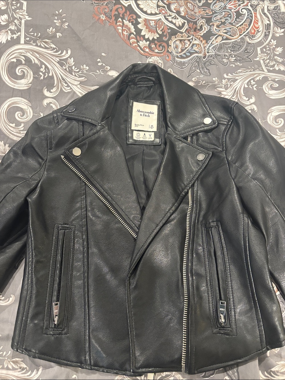 Abercrombie & Fitch Black Faux Leather Moto-Style Jacket